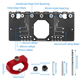 Twotrees 35mm Concealed Hinge Jig, Aluminum Alloy Cabinet Hinge Jig, Cabinet Hardware Jig Suitable for Mounting Hinges on Cabinet Doors in Face-Framed Cabinets