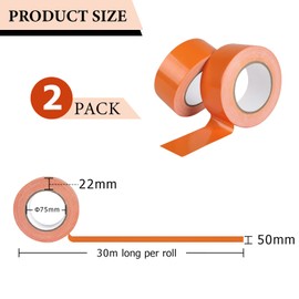 Supaway Orange Duct Tape Waterproof 50 mm x 30 m Professional Fabric Tape 2 Rolls Repair Tape Sealing Tape Duct Tape Extra Strong for Marking, Crafts, Attaching, Repairing for Indoor and Outdoor Use