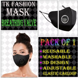 TK Fashion MASK WASHABLE & REUSABLE FACE MASK WHIT BREATHING VALVE 3D BLACK FASHION MASK - 4PCS 3D VALVE MASK