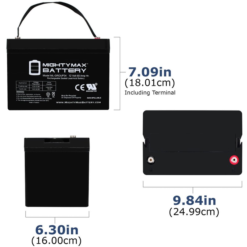 Mighty Max Battery 12V Group 34 Battery for Permobil C300