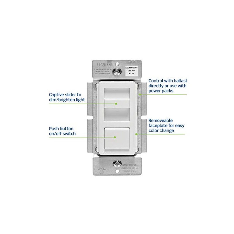 Leviton IllumaTech Slide Dimmer for LED 0-10V Power Supplies, 1200VA,