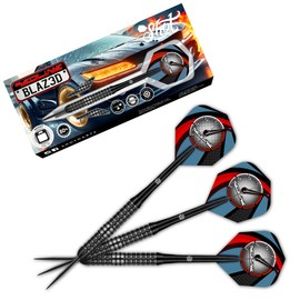Shot! Darts Redline BLAZ3D Steel Tip Dart Set Front Weighted 80% Tungsten Barrels (22, Grams)