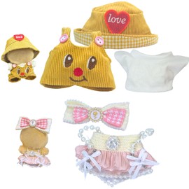EXOasis 2Set Doll Clothes for 15-17cm Doll, Includes Hats and Overalls, Doll Outfits Dress-Up Accessories (Doll Not Included)