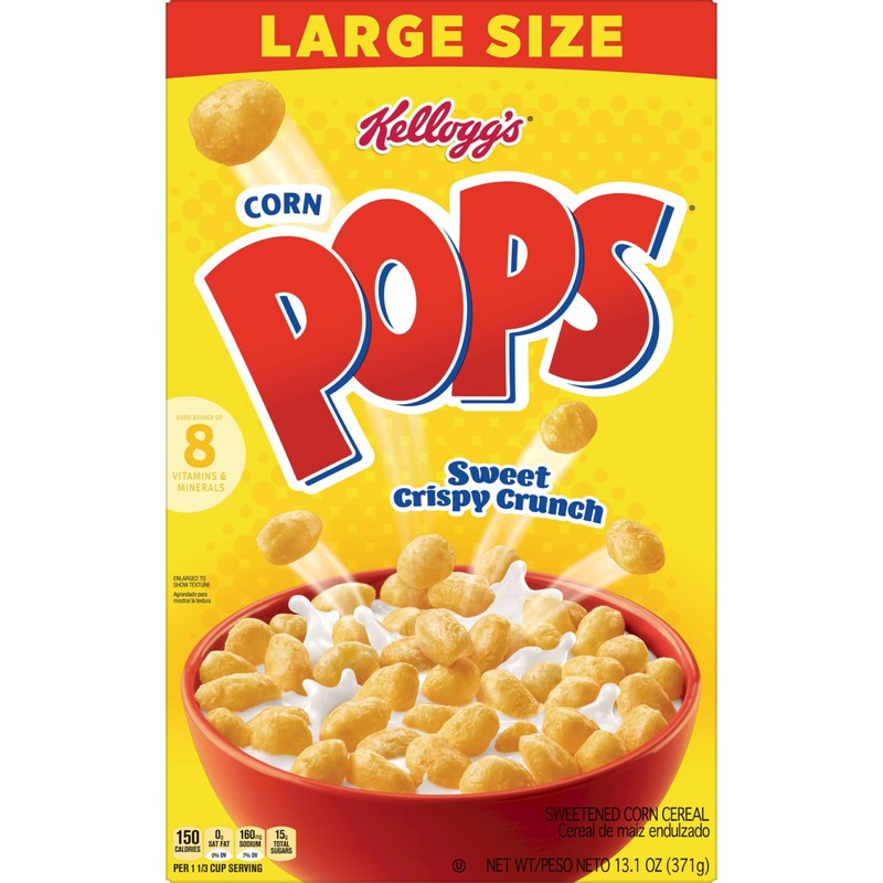 Corn Pops Cold Breakfast Cereal, 8 Vitamins and Minerals, Kids