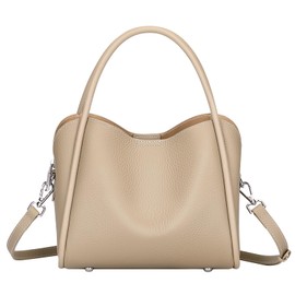 Over Earth Genuine Leather Satchel Handbags for Women Small Top Handle Crossbody Bag with Two Straps(O220E Khaki)