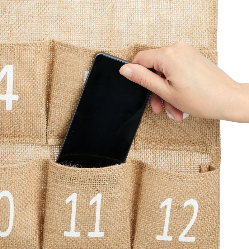 Juvale Cell Phone Storage for Classroom 30-Row Burlap Pocket Chart