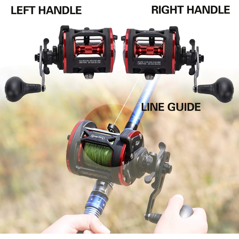 Sougayilang Trolling Reel Level Wind Conventional Reel Graphite Body Fishing