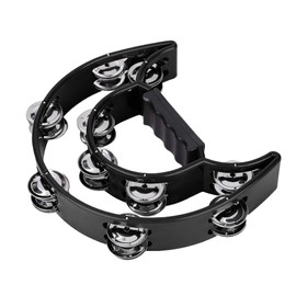 Tambourine, Double Jingles Tambourine, Good Texture for Family Friends(black)