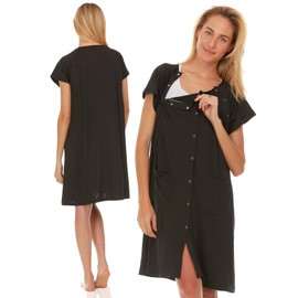 Ezi Women Labor and Delivery Gown - Soft & Comfortable Hospital Gowns for Women - Nursing Nightgowns for Women Breastfeeding Heather Gray