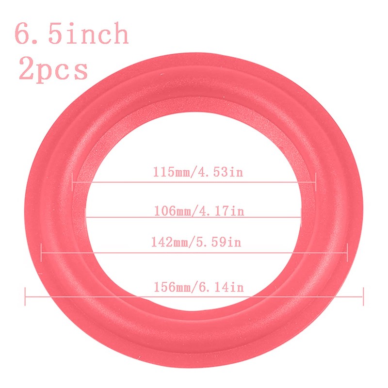 Cherjoury 2 Pieces 4/5/6.5/8/10/12 inch Red Speaker Foam Surround Subwoofer