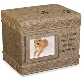 Comfy Hour Pet Memorial Urn for Dog, Dark Brown, Sandstone Look, Holds 85 cu in, 16.3cm Length, 12cm Width, 12.5cm Height