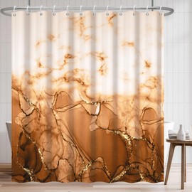 Uiiooazy Brown Shower Curtain, Abstract Marble Shower Curtain for Bathroom Waterproof Fabric Shower Curtain Set with Hooks 72x72 inches