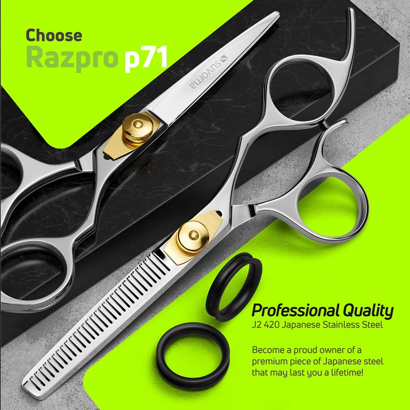Suvorna Professional Barber Scissors Set - 5.5" Hairdressing & Thinning