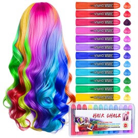 Hair Chalk Girls Gift, 12 Temporary Hair Dye Colourful Pens, Non-Toxic, Easy Washable, Birthday Christmas New Year Cosplay Party Gifts for Girls & Teens Age 4-6 7-14