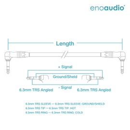 enoaudio Mogami 2534 Quad Professional Studio Cable Balanced Neutrik Gold 6.3 mm TRS Angle Jack HiFi 1.5 m