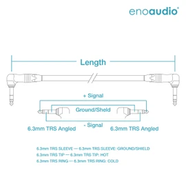 enoaudio Mogami 2534 Quad Professional Studio Cable Balanced Neutrik Gold 6.3 mm TRS Angle Jack HiFi 1.5 m
