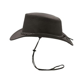 WALKER AND HAWKES - Leather Cowhide Outback Cooler Hat - Brown - Large (59cm)