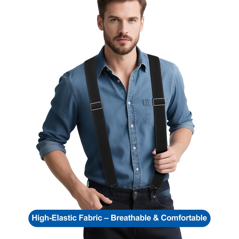 Gucass Men's X-Shape Braces, 3.8 cm Wide, Extra Strong, Elastic,