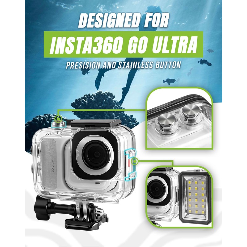 Underwater Housing Case for Insta360 GO Ultra,Deep Dive Case with