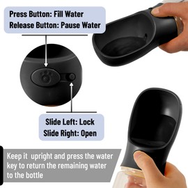 Mr. Pen- Dog Water Bottle, 19 oz, Large, Black, Portable Dog Water Bottle Dispenser, Dog Travel Water Bottle, Travel Dog Water Bottle Portable Water Bottle for Dogs On The Go, Pet Water Bottle