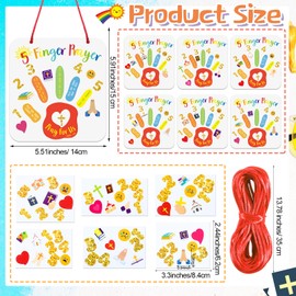 DoubleFill 24 Sets Religious Crafts Kit for Kids 5 Finger Prayer Handprint Craft Make Your Own Christian Bible Craft for VBS Sunday School Classroom Church Activities
