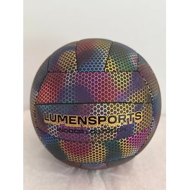 Lumensports Glow in The Dark Volleyball, Holographic Honeycomb Design, Indoor/Outdoor