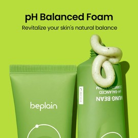 beplain Mung Bean pH-Balanced Cleansing Foam | Scent-free Cleanser | Gentle & Moisturizing Face Wash for All Skin Types | Makeup Remover | Korean Skin Care (80ml/2.7fl.oz)
