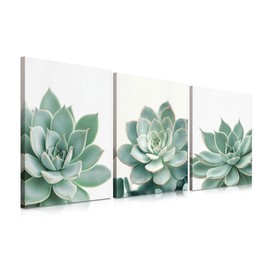ForJoy Succulent Wall Decor for Bathroom Set of 3 Succulents Pictures Wall art Botany Canvas Print Bathroom Decor 12"x16"x3Pcs