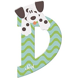 Sevi 83004 Animal Wooden Letters D Dalmatian Dog Approx. 10 cm, Door Letters for Children's Room, ABC Wooden Educational Toy for Children from 3 Years, Letter Animals, Blue/Green