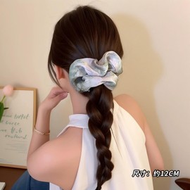 Shiny Organza Scrunchy, Gradient Hair Tie, Women's, Stylish, Hair Accessory, Green