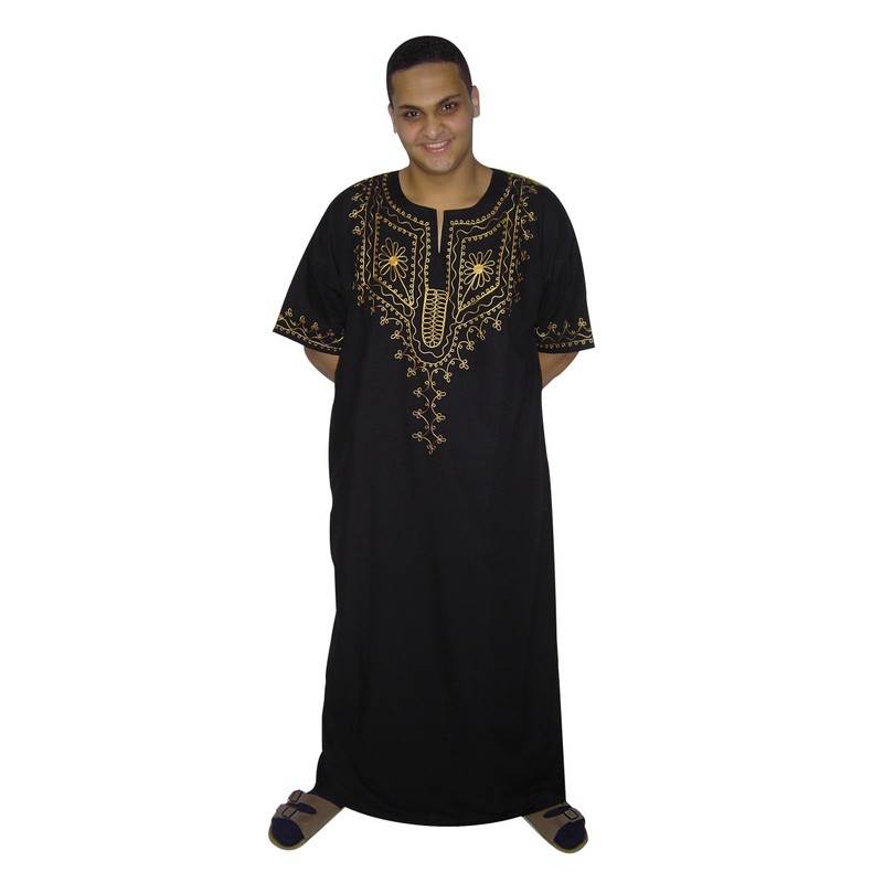 Egypt Bazar Modern Men's Caftan Black with White or Gold