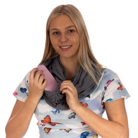 DOLCE ABBRACCIO by RiemTEX Loop Scarf Women's Tube Scarf with Secret Compartment Cuddly Loop Scarf Made of Jersey Neckerchief in Plain Colours, black