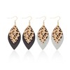 2 Pairs Leopard Print Earrings, Teardrop Leather Earrings, Women's Fashion