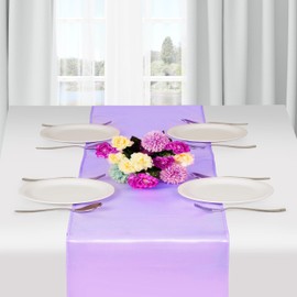 Fynite 2 Pack Satin Table Runner 12 x 108 Inches Long | Lavender Satin Table Runner for Party Wedding Banquet Decorations | Bright and Smooth Silk Fabric Party Table Runner - Lavender