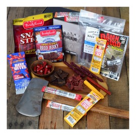 ManSnacks Jerky Gift Basket for Men - 29 pc - Large Variety of Beef Jerky, Jerky Bites, Beef Sticks, Pepperoni Sticks, Turkey Sticks & Cheese Sticks, in a Manly Gift Box | Unique Gift for Jerky Lovers