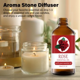 Organic Rose Essential Oils 3.3 Fl OZ Aromatherapy 100% Pure Natural Relaxation and Wellness Gift Set Oils for Diffusers Humidifiers, Delicate Grade with Glass Dropper for Air Freshening (100ml)