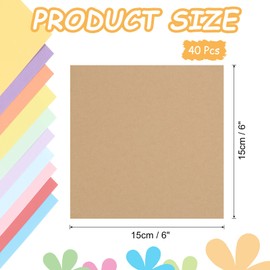 sourcing map 40Pcs Kraft Paper, 15 x 15 cm Kraft Cardstock Paper Sheets Kraft Cardstock Cutouts for Art Supplies, Origami, Paper Crafting, Brown