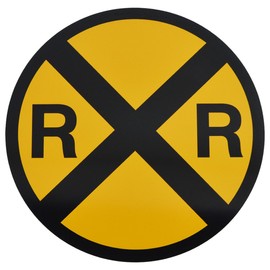 TG,LLC Treasure Gurus Yellow Metal Caution Railroad Crossing Road Street Sign Warning Train RR XING