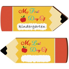 2PCS First Day Of School Board, Double Sided First Day Of School Chalkboard Starting School Gifts, Reusable First Day of School Sign Photo Prop for Kids Child Kindergarten Back to School Supplies Gift