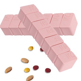 Organizador de pastillas portátil CICINIO, caja semanal de 7 días de viaje, sin BPA, pastillas para pastillas, vitaminas, aceite de pescado, suplementos, 2 unidades, rosa