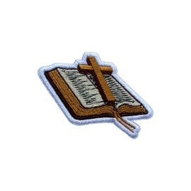 SANSFIUS Holy Bible Book Patch, Size 3" Sew On Patches, Cross Embroidery Fabric Patches for Clothes Jean Backpack, Applique Patches, Jeus Embroidery Iron On Patch for Clothes,Gothic Gift for Christian
