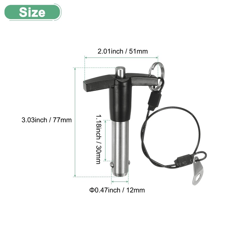 M METERXITY T Handle Lock Pin, 15/32" [12mm] Dia., 1-3/16