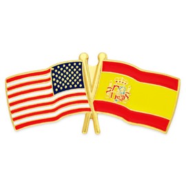PinMart‘s USA and Spain Crossed Friendship Flag Enamel Lapel Pin - Country Flags Pins For Hats, Jackets, and Backpacks