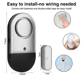 Adiwo Door Alarm Window Alarm, Pack of 2 Window Alarm, Burglary Protection, Door Alarm Sensor, Home Security Against Theft, for Your Home, Child Safety, Shop Safety, Burglar Alarm System