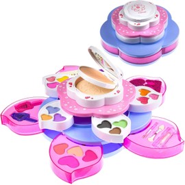 Toysical Kids Makeup Kit for Girl - Flower Shaped Makeup for Kids, Washable Non Toxic Makeup Kit for Girls with Mirror - Birthday and Christmas Make up Kit for Girls Age 6-12