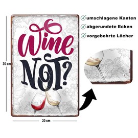 schilderkreis24 Funny Saying "Wine Not?" Decorative Wine Tin Sign Metal Sign Gift Idea Retro Funny Gift Idea Birthday Christmas Wine Cellar Wine Bar Wine Arbour 20 x 30 cm