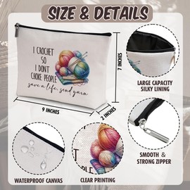 Crochet Makeup Bag, Small Cosmetic Bag, Waterproof Canvas Makeup Pouch, Birthday Christmas Friendship Gifts for Women Family Friends Teens Children, Travel Essentials for Women Girls-A05