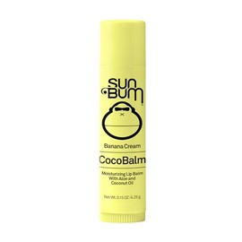 Sun Bum Banana Cream Cocobalm  Blsamo labial hidratante con aloe  Hipoalergnico, sin parabenos, sin silicona,  Barra de 0.15 onzas                    