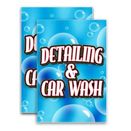 Detailing and Car Wash (24" X 36") Vinyl Decal Only (Pack of 2) |Sign|Sticker|Poster