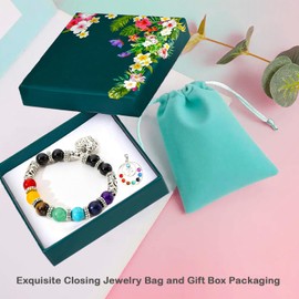 YIWEIYA 10 MM Beads 7 Chakra Healing Balance Stone Beaded Bracelet Yoga Balancing Reiki Healing Bracelet with Jewelry Bag and Gift Box Packaging